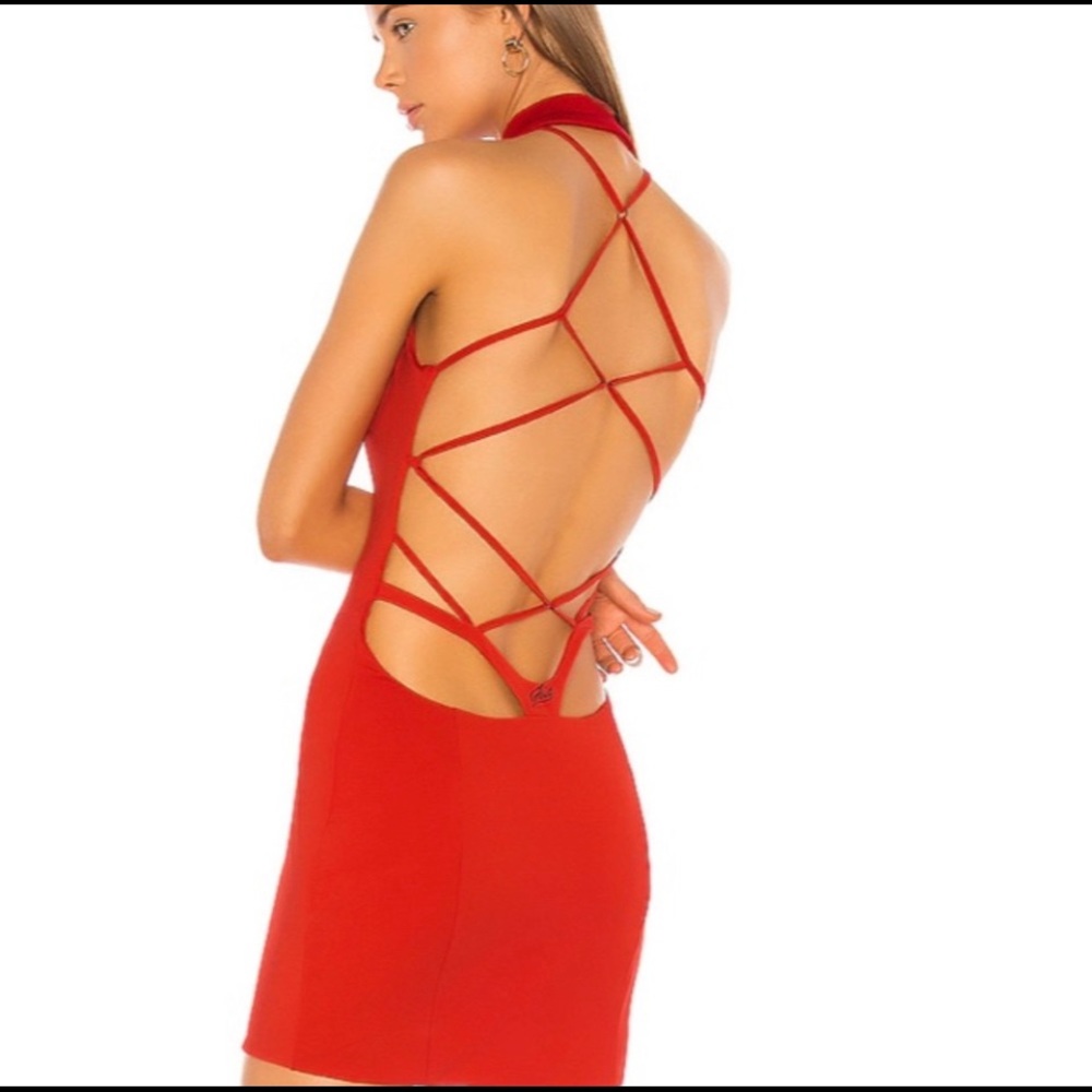 I.am.Gia red backless dress